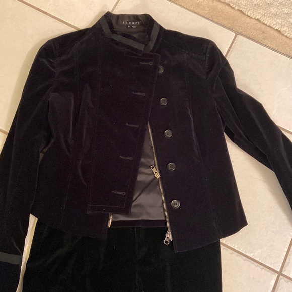 Theory Velvet Military Styled Pants Suit - Picture 1 of 16